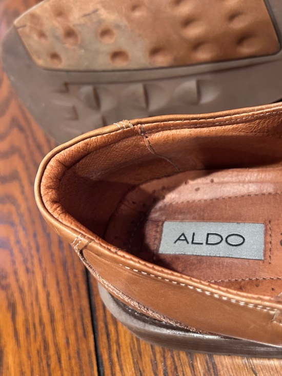 Aldo Men\'s Slip-On Leather Shoes in Tan Made in Italy
